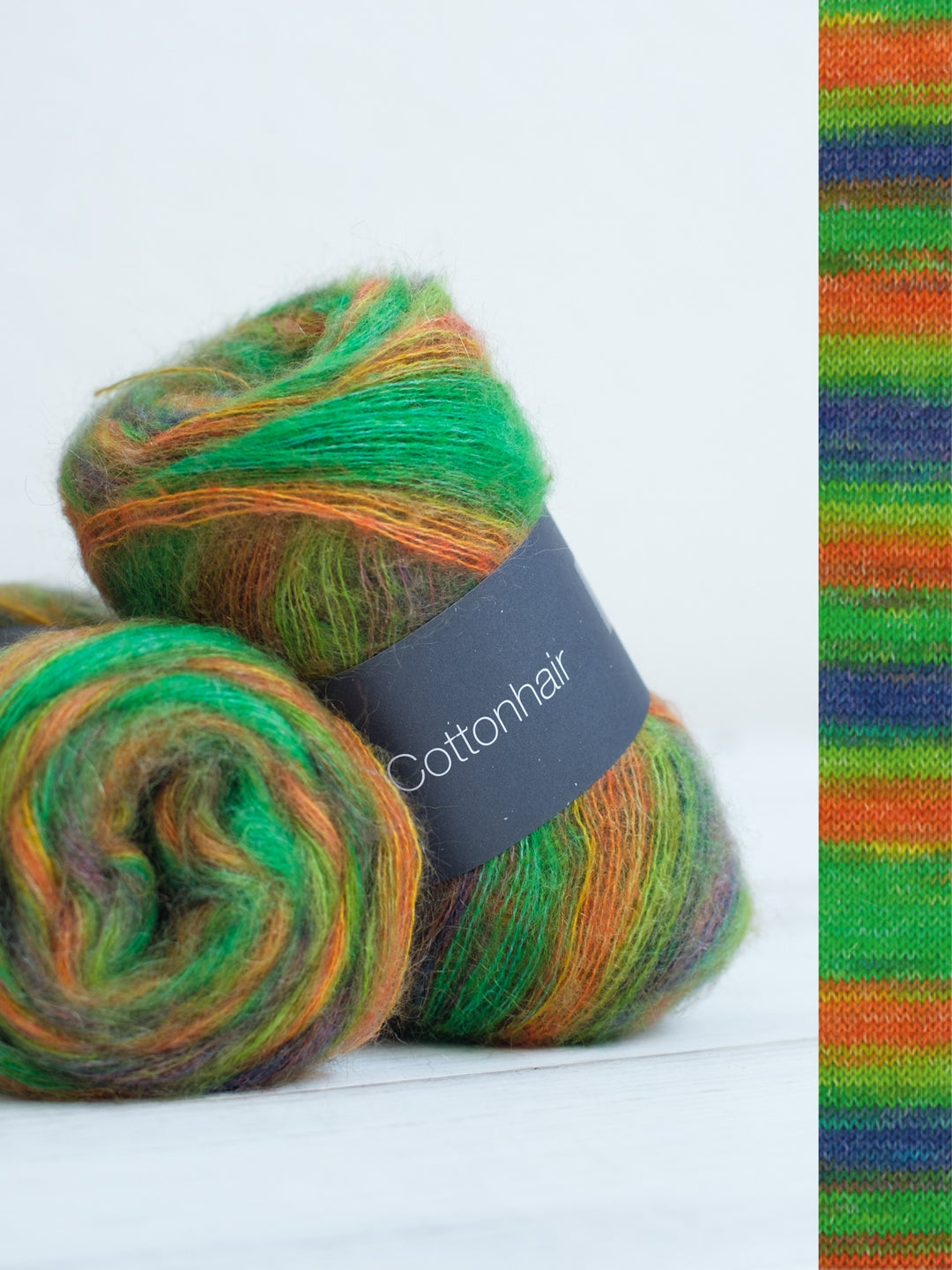Cottonhair 102 oranje/groen/geel-groen/blauwviolet/grijs
