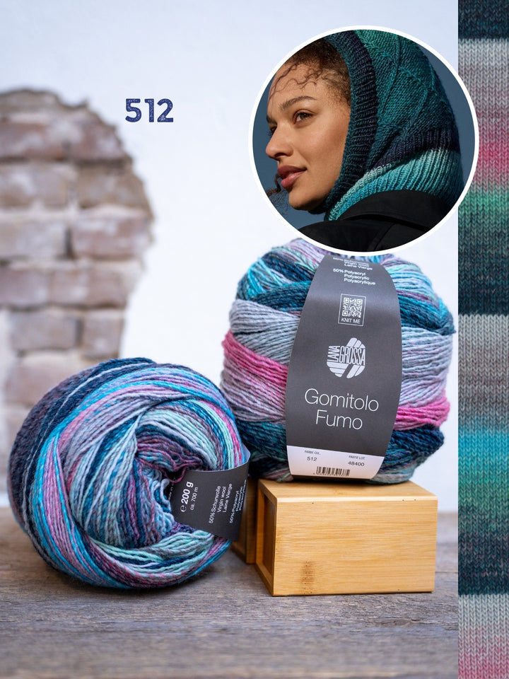 Breipakket Gomitolo Fumo balaclava met ruitpatroon