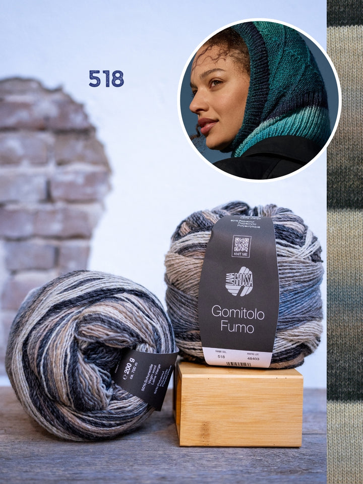 Breipakket Gomitolo Fumo balaclava met ruitpatroon