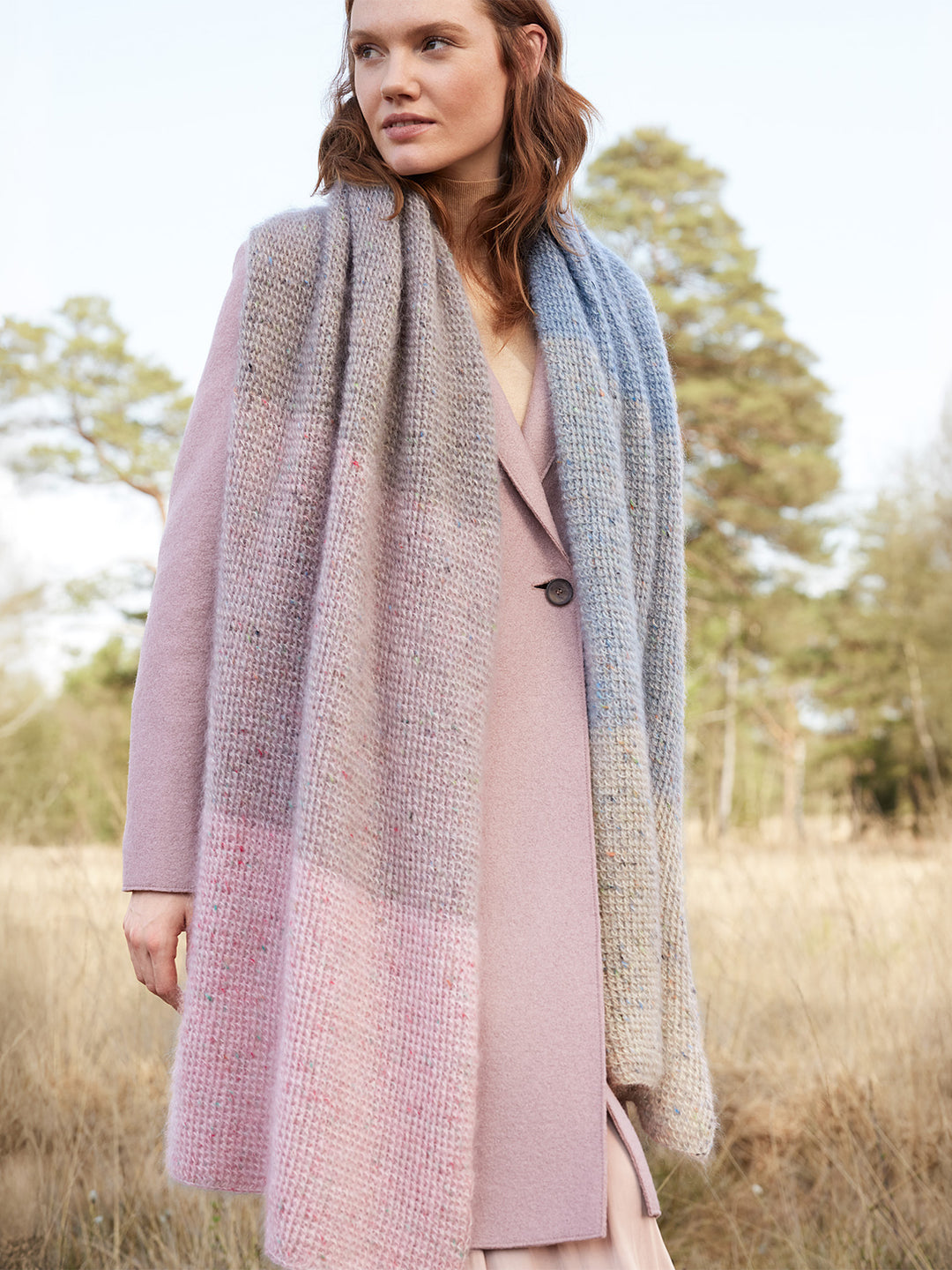 Breipakket Natural Superkid Tweed colorblock sjaal