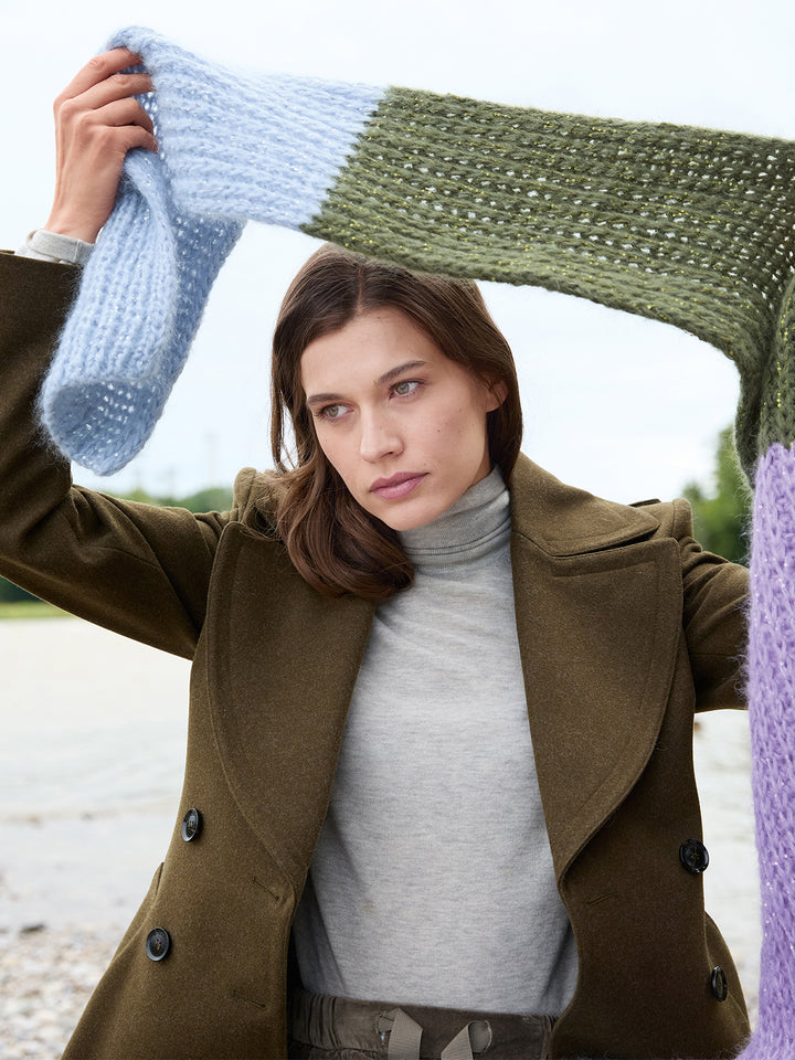 Breipakket Mohair Di Gio Glamour colorblock sjaal in patentsteek