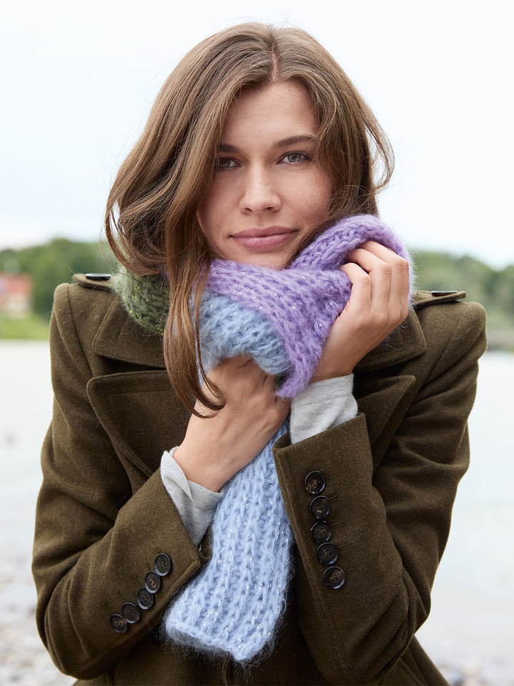 Breipakket Mohair Di Gio Glamour colorblock sjaal in patentsteek