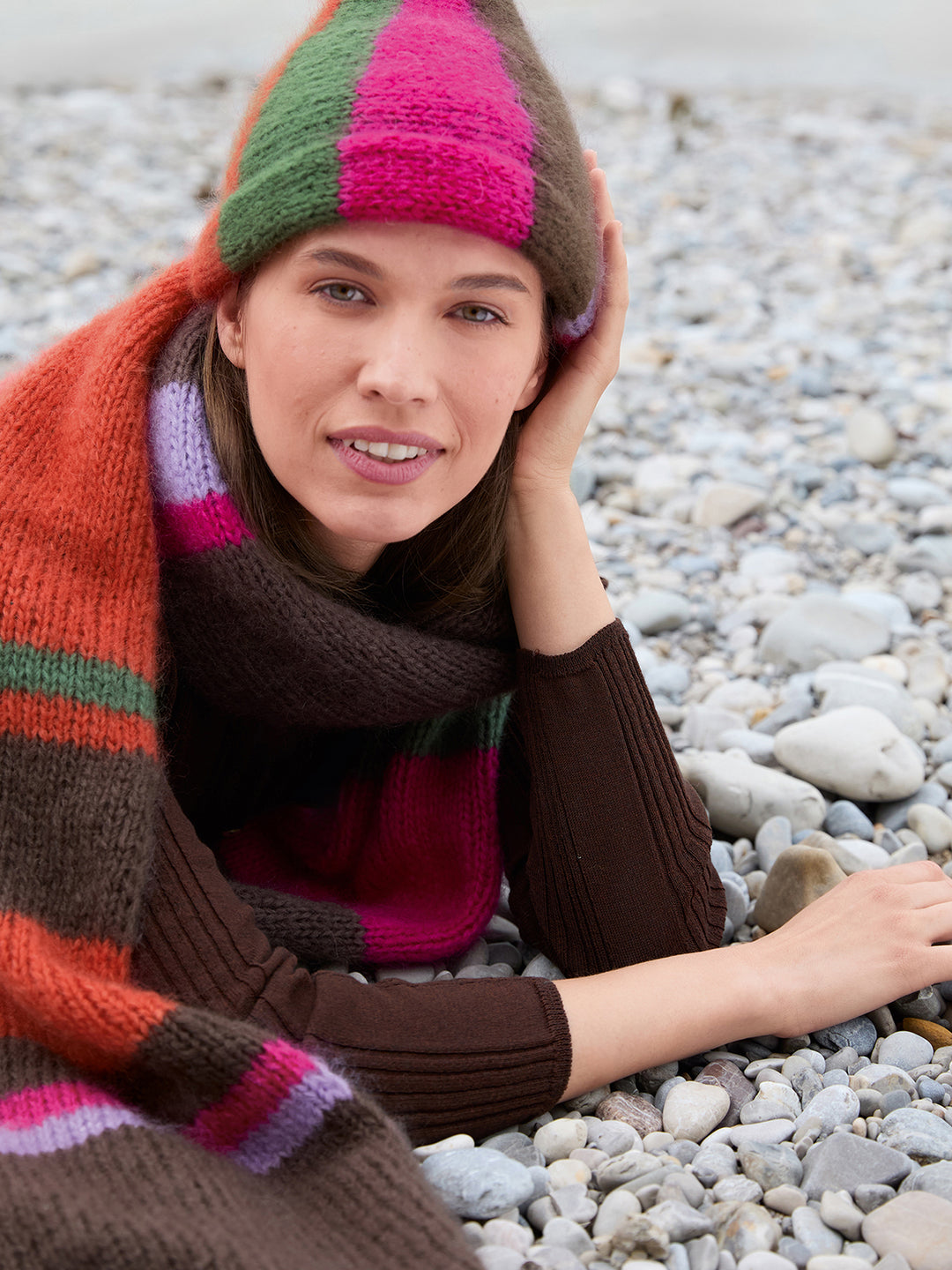 Breipakket Mohair Di Gio Glamour colorblock sjaal