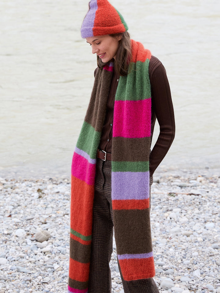 Breipakket Mohair Di Gio Glamour colorblock sjaal