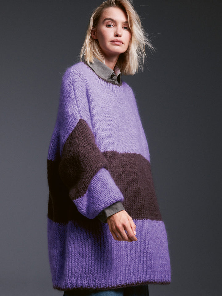 Breipakket Mohair Di Gio jurk met blokstrepen