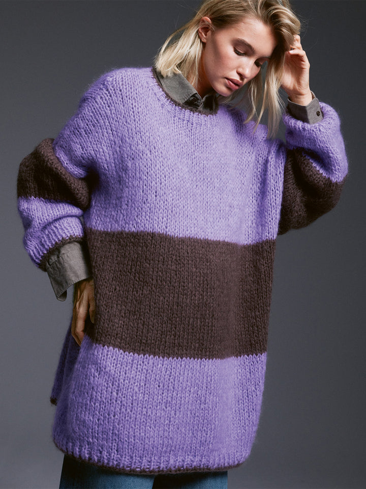 Breipakket Mohair Di Gio jurk met blokstrepen