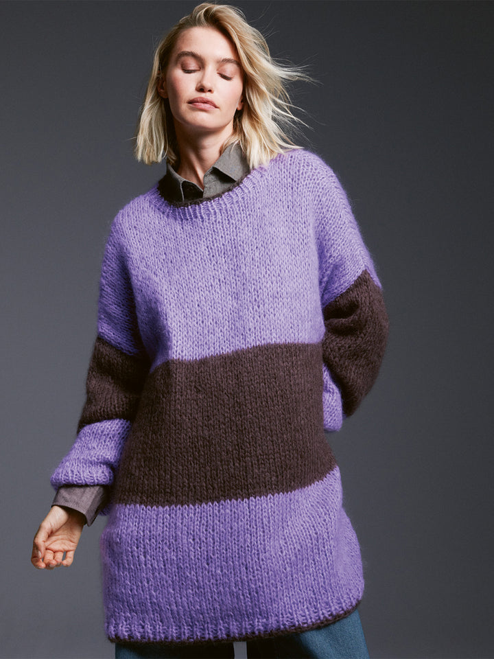 Breipakket Mohair Di Gio jurk met blokstrepen