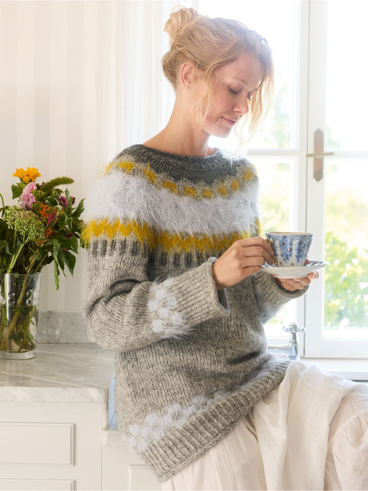 Breipakket Natural Alpaca Pelo &amp; Basta trui met ronde pas