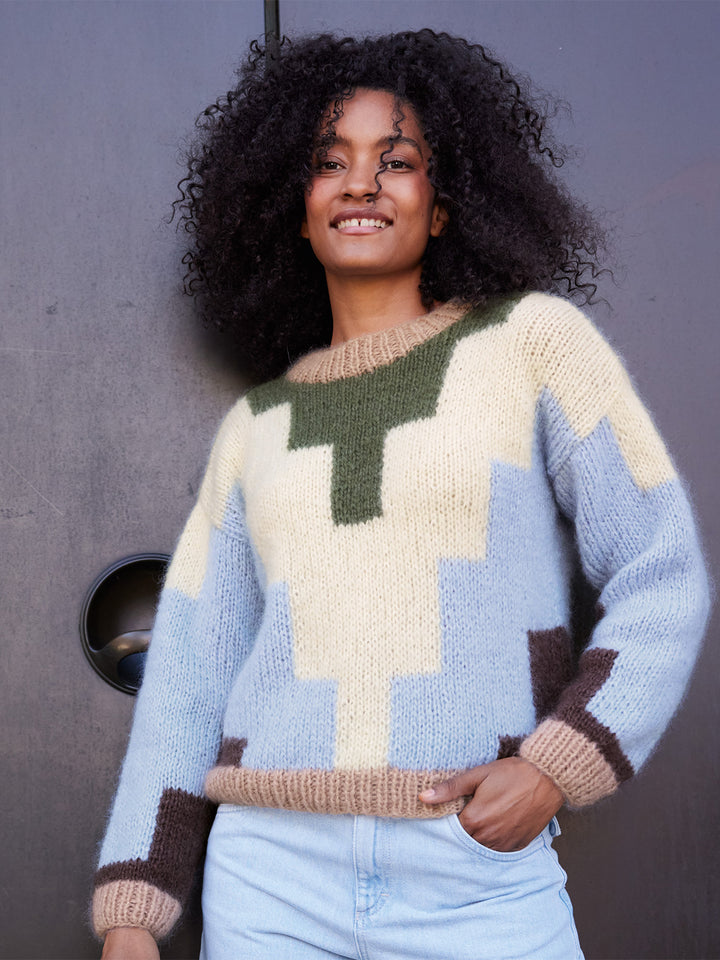 Breipakket Mohair Di Gio trui in geometrisch design
