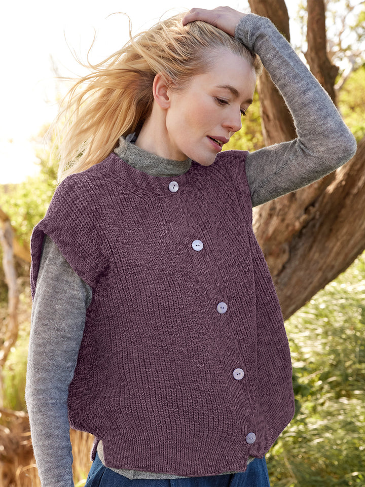 Breipakket Cool Wool Vintage gilet in halve patentsteek