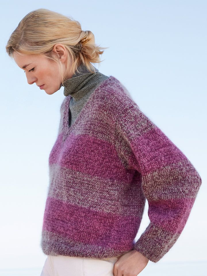 Breipakket Cool Wool Vintage Silkhair strepentrui met v-hals