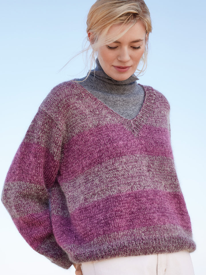 Breipakket Cool Wool Vintage Silkhair strepentrui met v-hals