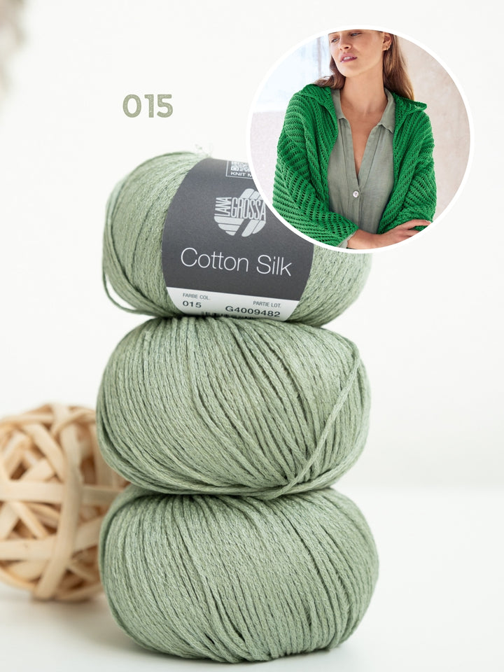 Breipakket Cotton Silk vest met visgraatpatroon