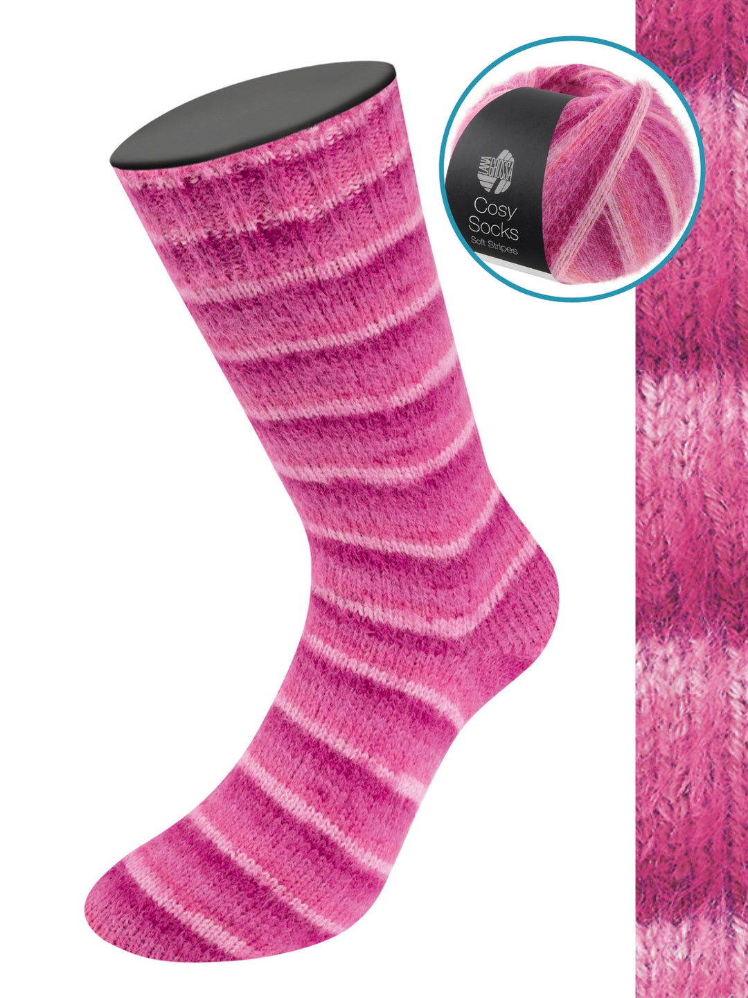 Cosy Socks Soft Stripes 108 Roze/Oudroze/Zalmroze/Erikarood