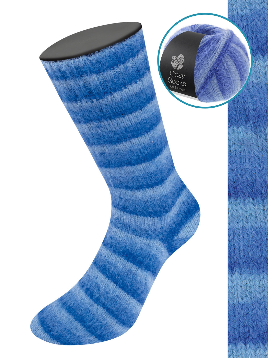 Cosy Socks Soft Stripes 109 Lichtblauw/Hemelblauw/Blauw/Marineblauw