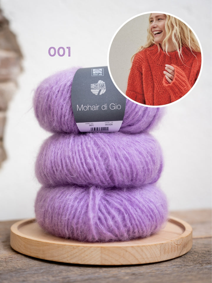 Breipakket Mohair Di Gio oversized trui met kabels - top-down