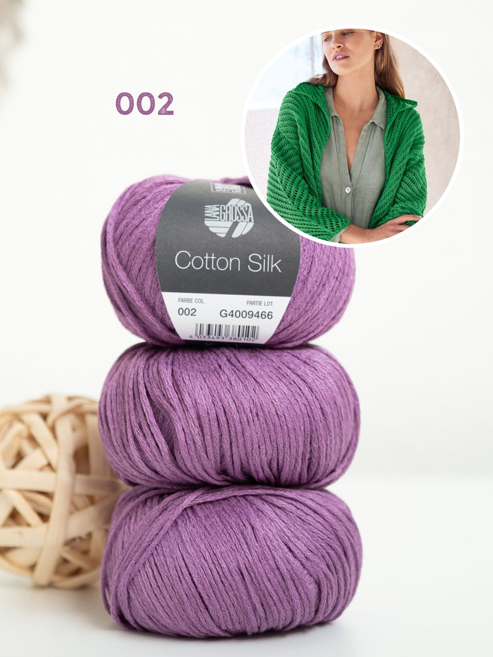 Breipakket Cotton Silk vest met visgraatpatroon