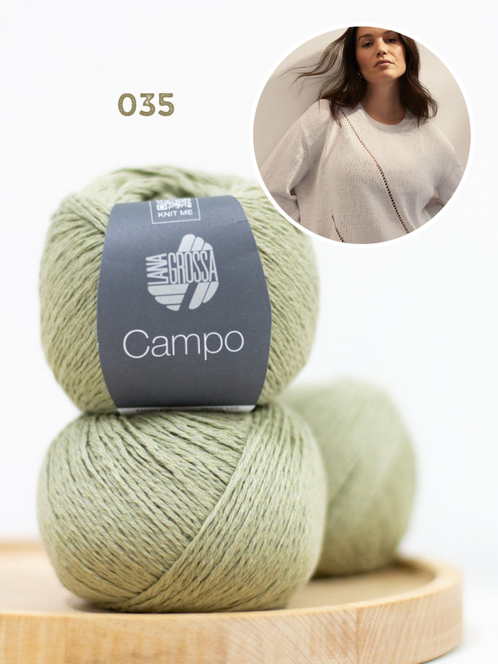 Breipakket Campo pullover met ajourstrepen
