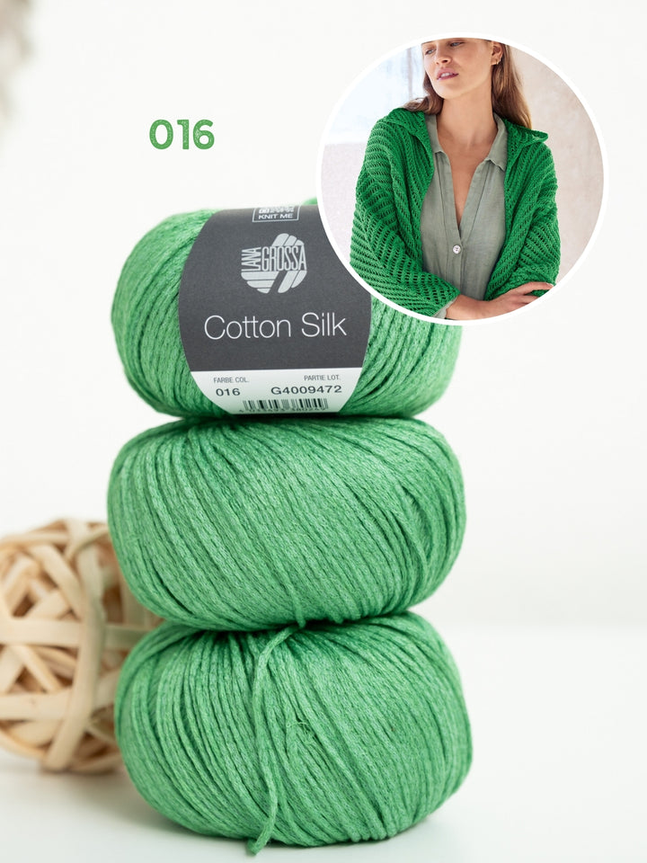 Breipakket Cotton Silk vest met visgraatpatroon