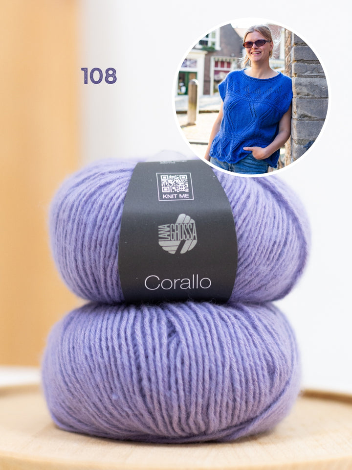 Breipakket Meadow Ajour top - Corallo uni