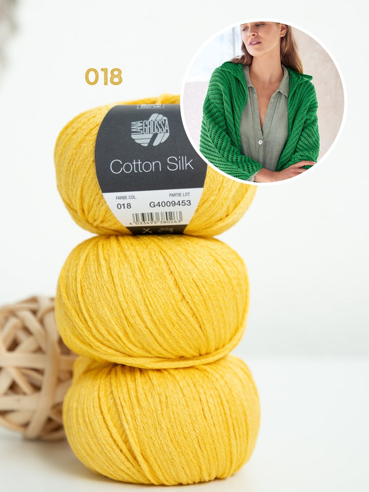 Breipakket Cotton Silk vest met visgraatpatroon