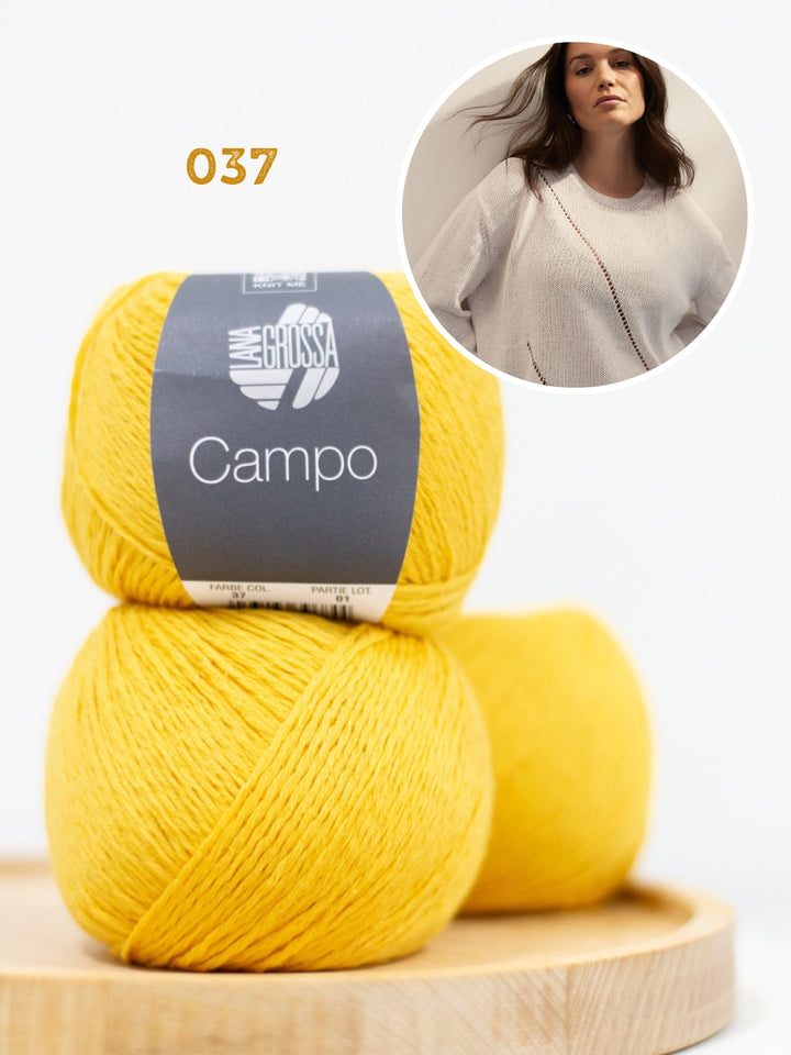 Breipakket Campo pullover met ajourstrepen