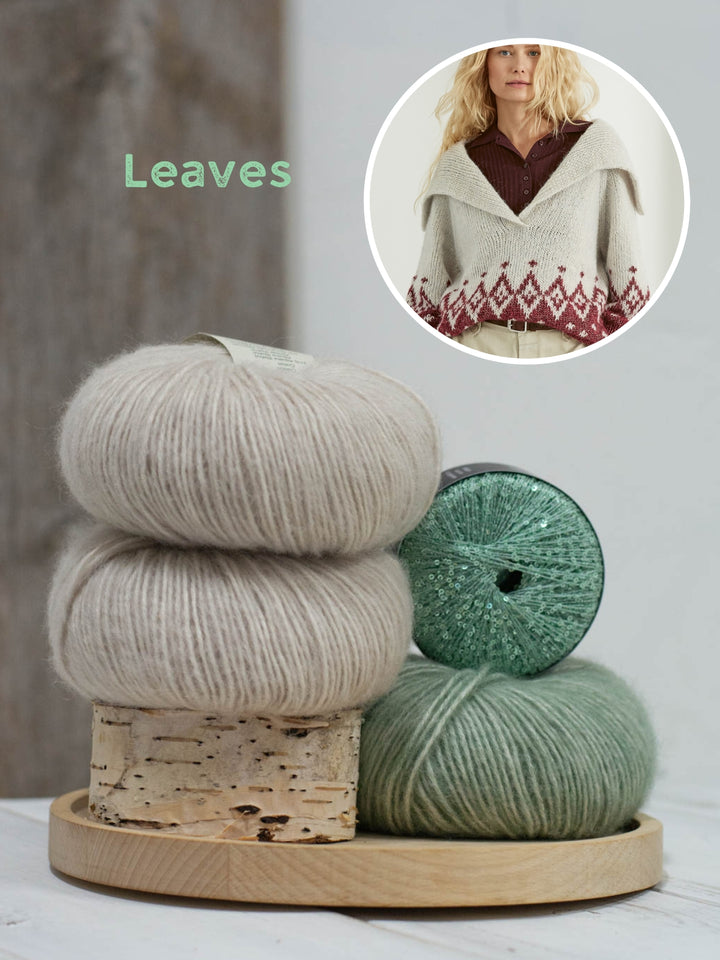 Breipakket Natural Alpaca Pelo Glamour raglantrui - top-down