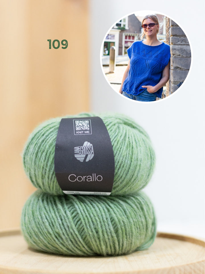 Breipakket Meadow Ajour top - Corallo uni