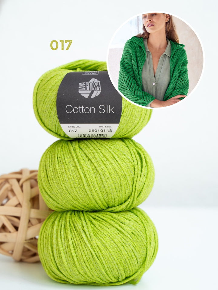 Breipakket Cotton Silk vest met visgraatpatroon