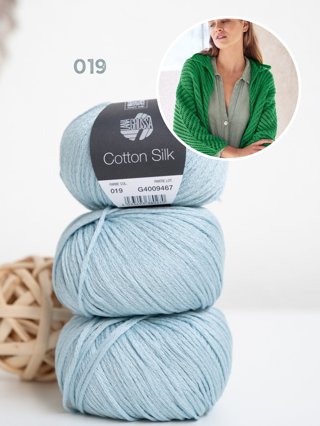 Breipakket Cotton Silk vest met visgraatpatroon
