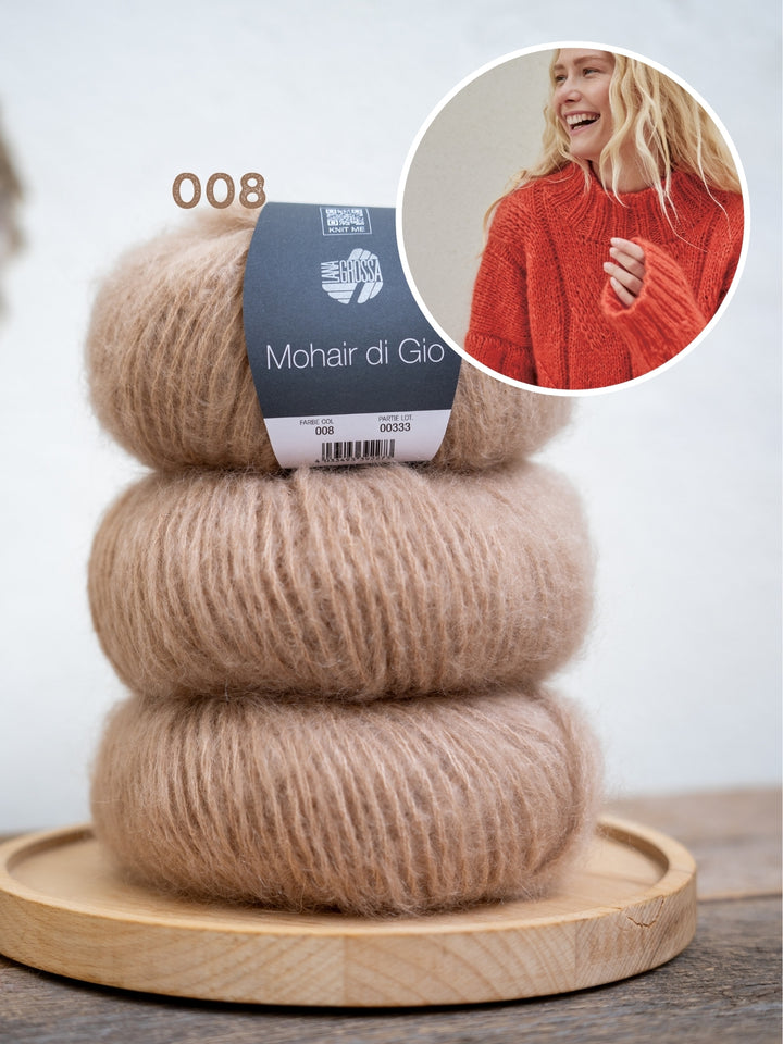 Breipakket Mohair Di Gio oversized trui met kabels - top-down