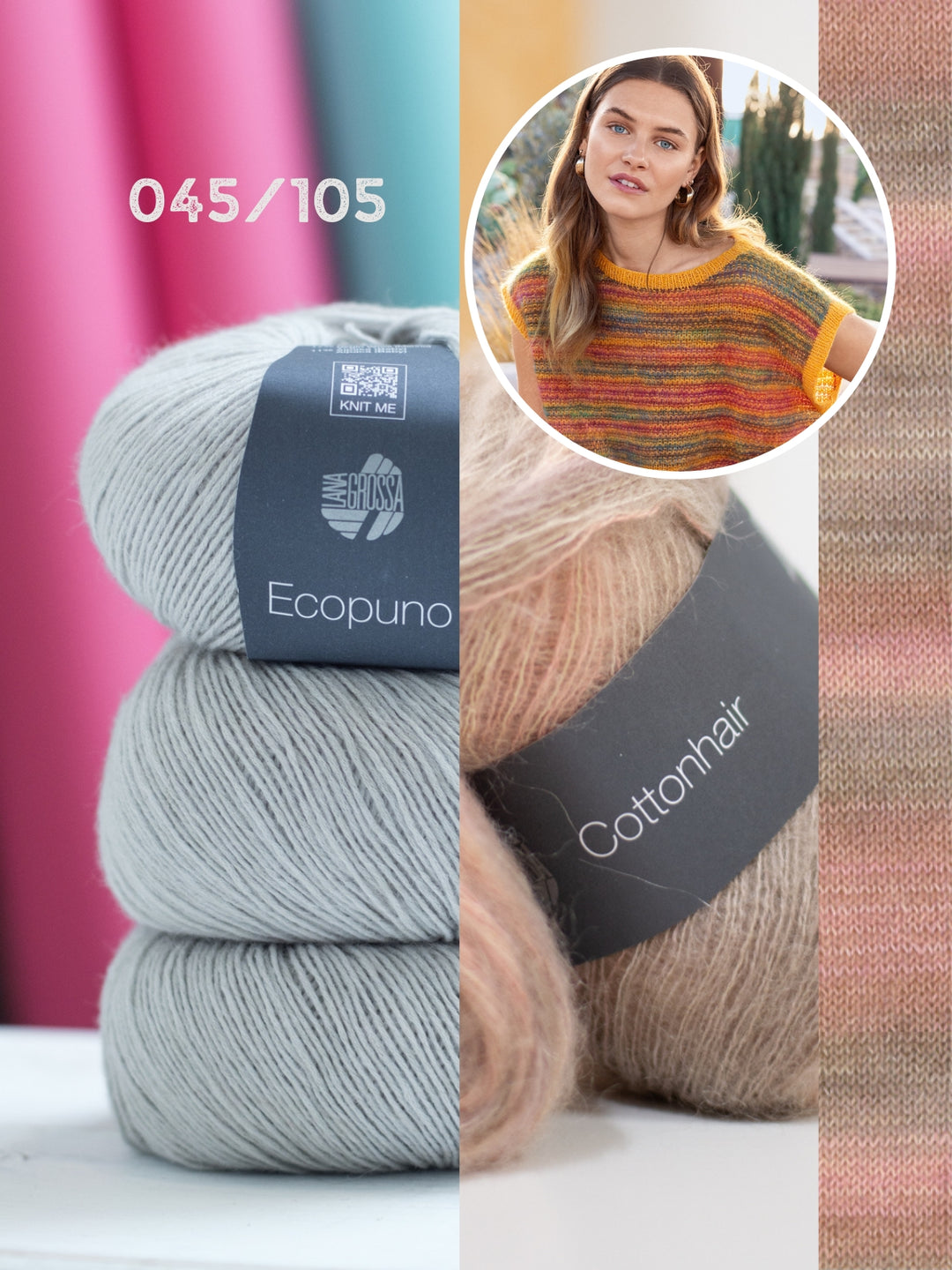 Breipakket Ecopuno Cottonhair top met slipsteekpatroon