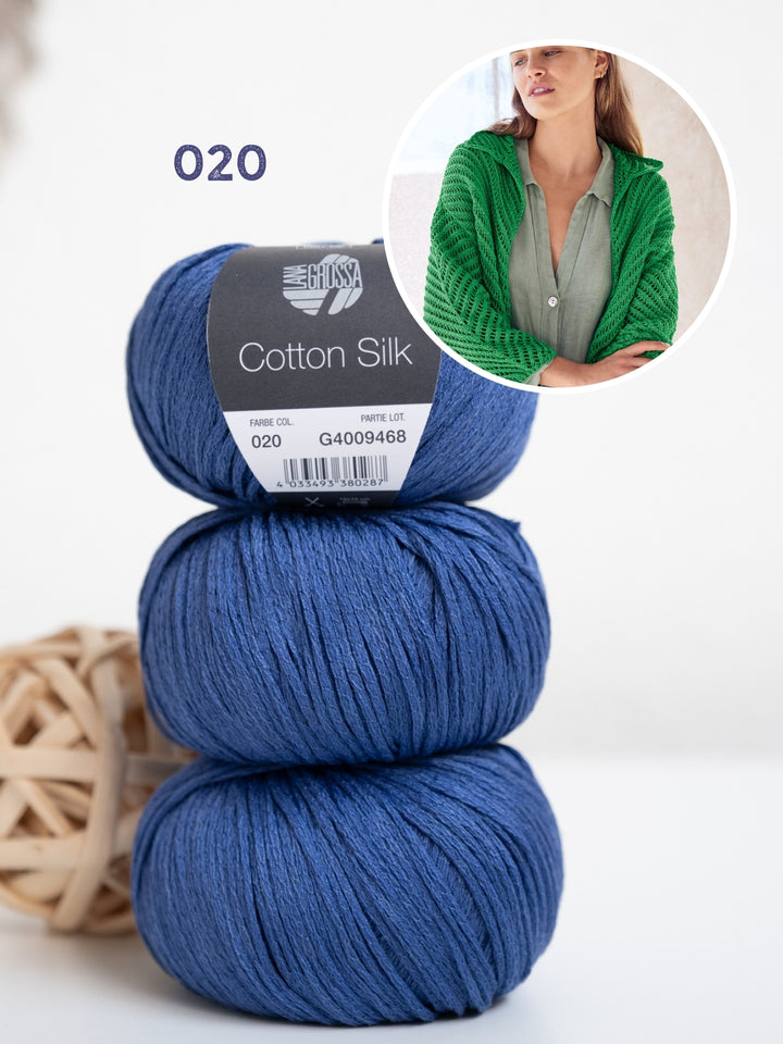 Breipakket Cotton Silk vest met visgraatpatroon