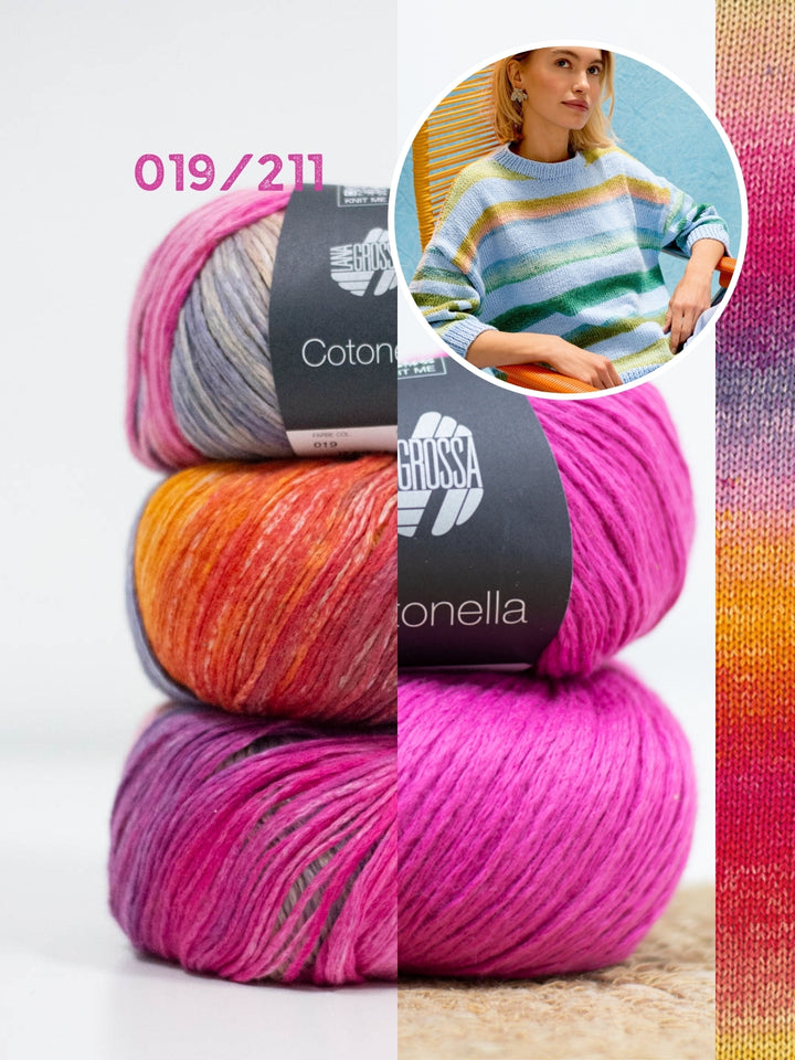 Breipakket Cotonella strepentrui met 3/4 mouwen