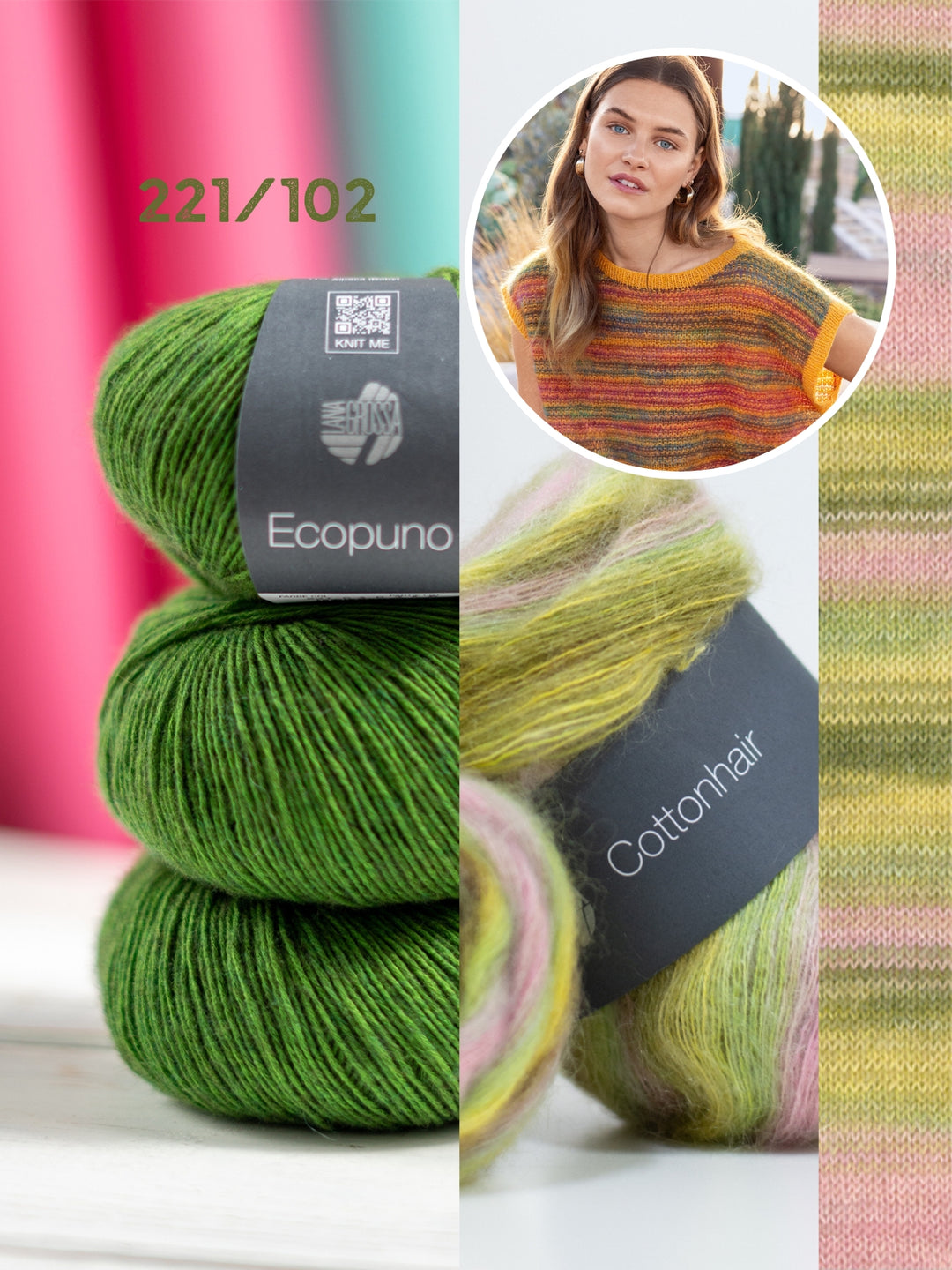 Breipakket Ecopuno Cottonhair top met slipsteekpatroon