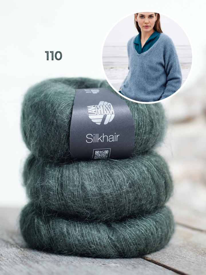 Breipakket Silkhair trui met v-hals