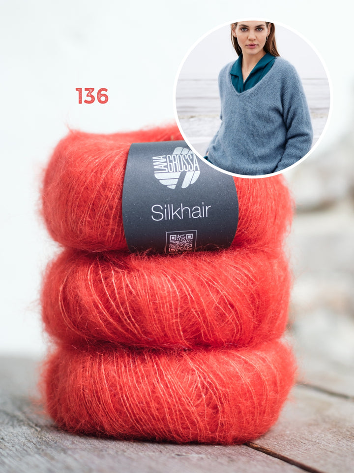 Breipakket Silkhair trui met v-hals