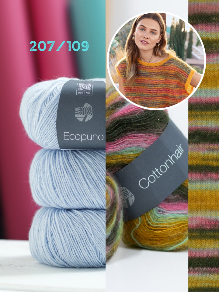 Breipakket Ecopuno Cottonhair top met slipsteekpatroon