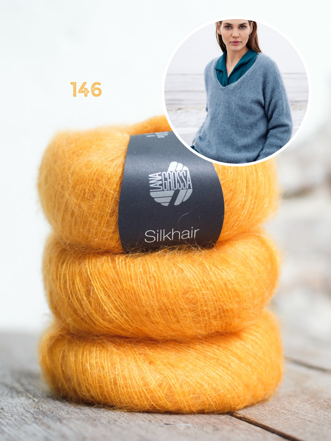 Breipakket Silkhair trui met v-hals