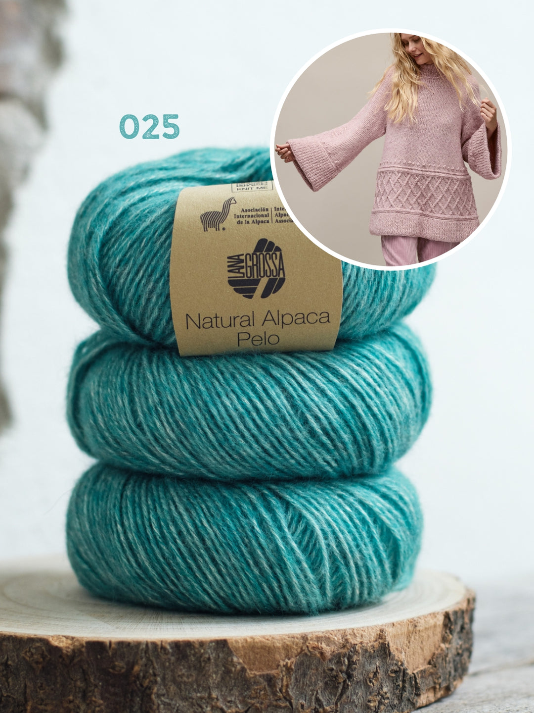 Breipakket Natural Alpaca Pelo lange trui - top-down