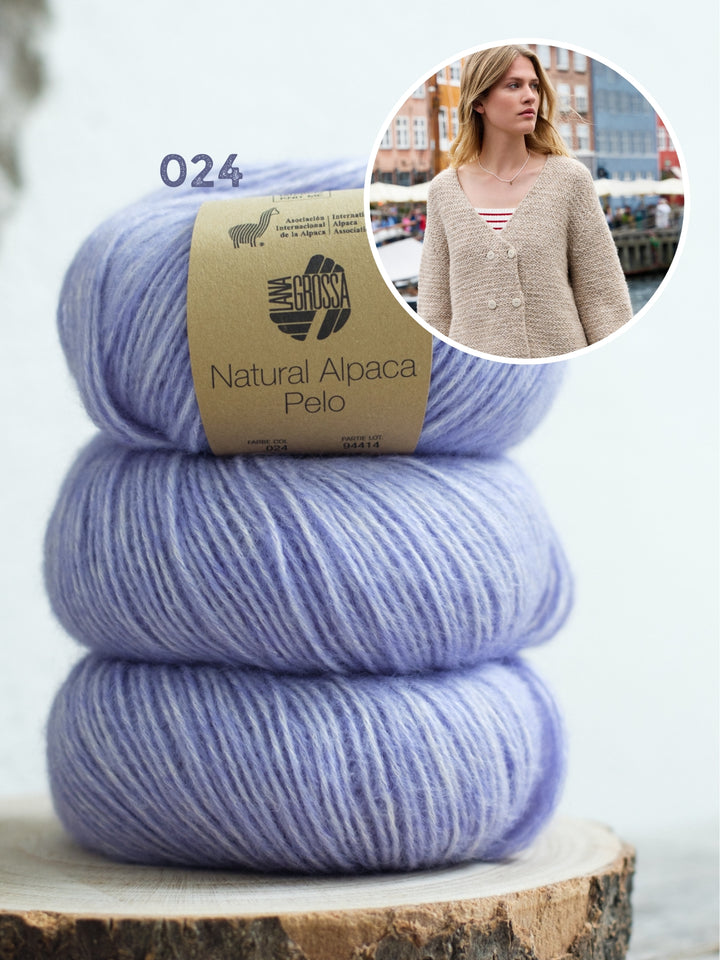 Breipakket Natural Alpaca Pelo vest met visgraattextuur