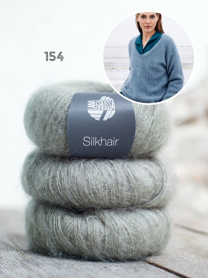 Breipakket Silkhair trui met v-hals