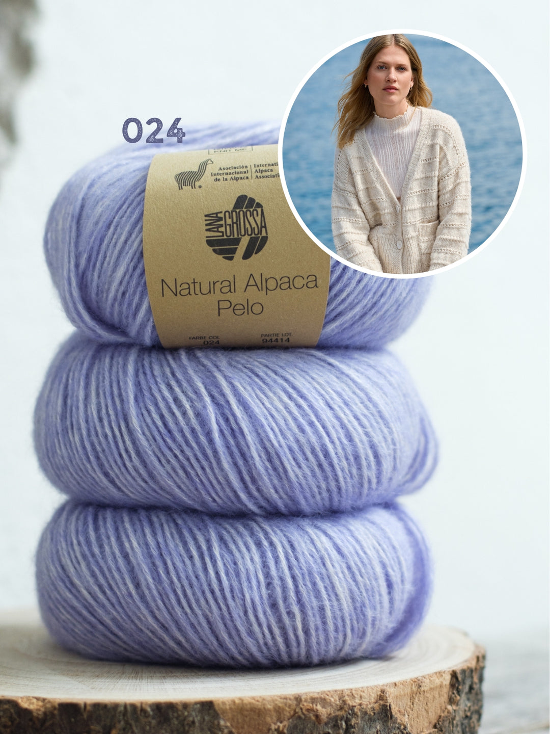 Breipakket Natural Alpaca Pelo vest met textuurstrepen