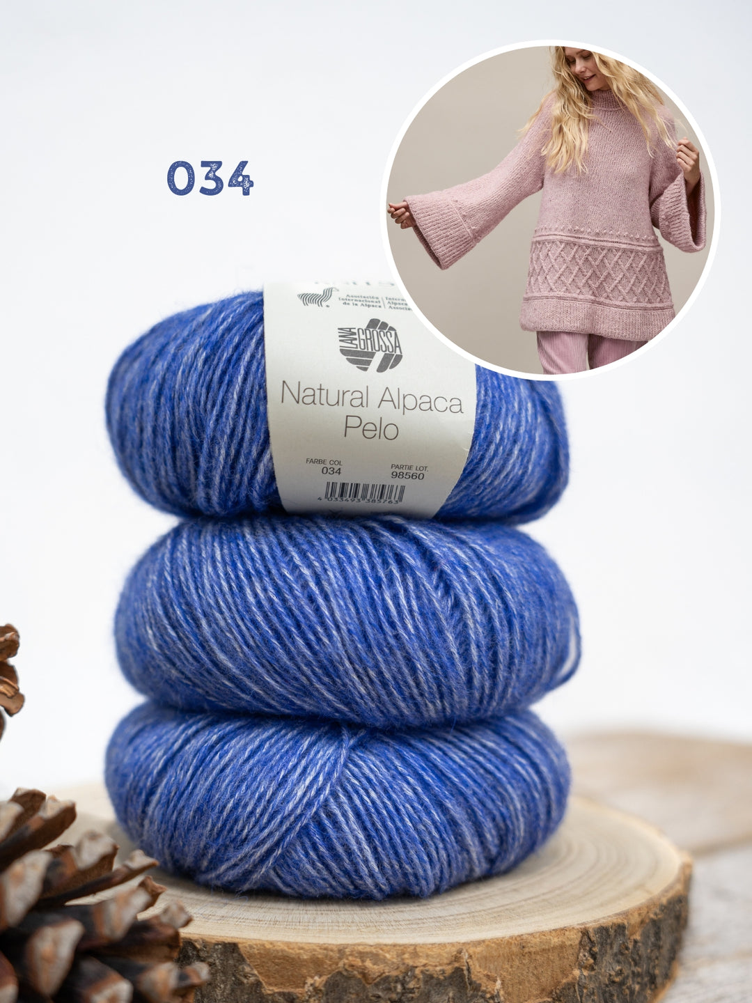 Breipakket Natural Alpaca Pelo lange trui - top-down