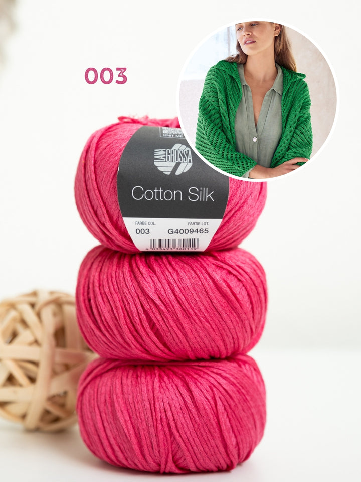 Breipakket Cotton Silk vest met visgraatpatroon