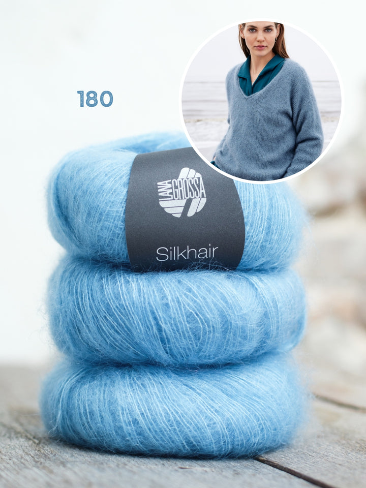 Breipakket Silkhair trui met v-hals