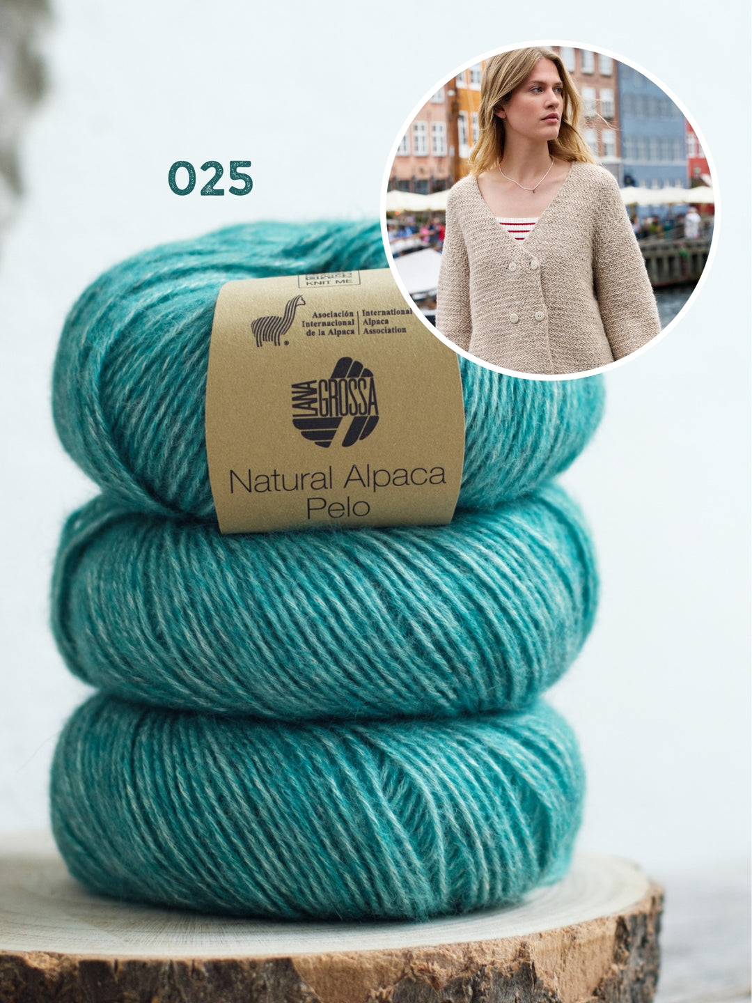 Breipakket Natural Alpaca Pelo vest met visgraattextuur