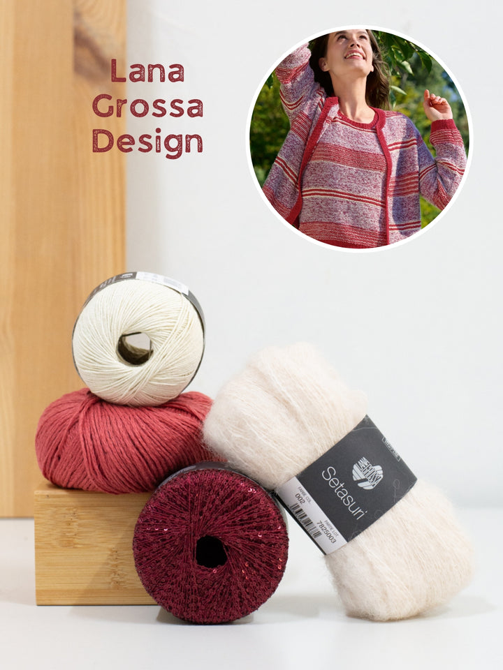 Breipakket strepen vest in garenmix