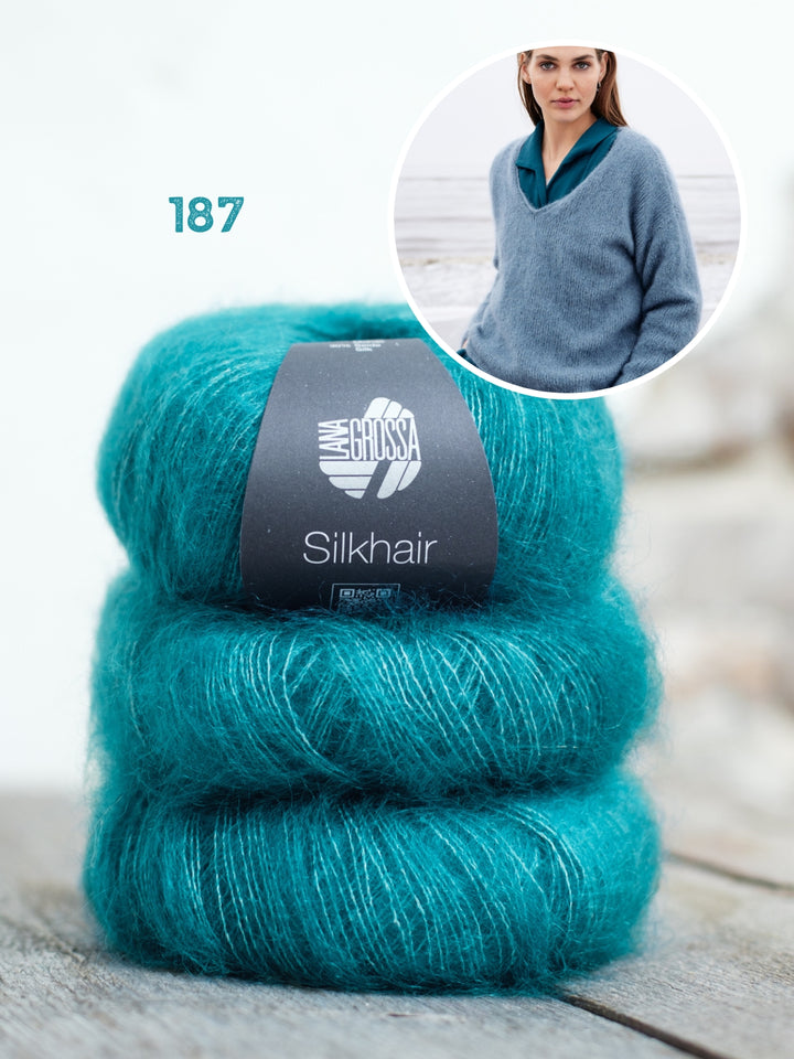 Breipakket Silkhair trui met v-hals