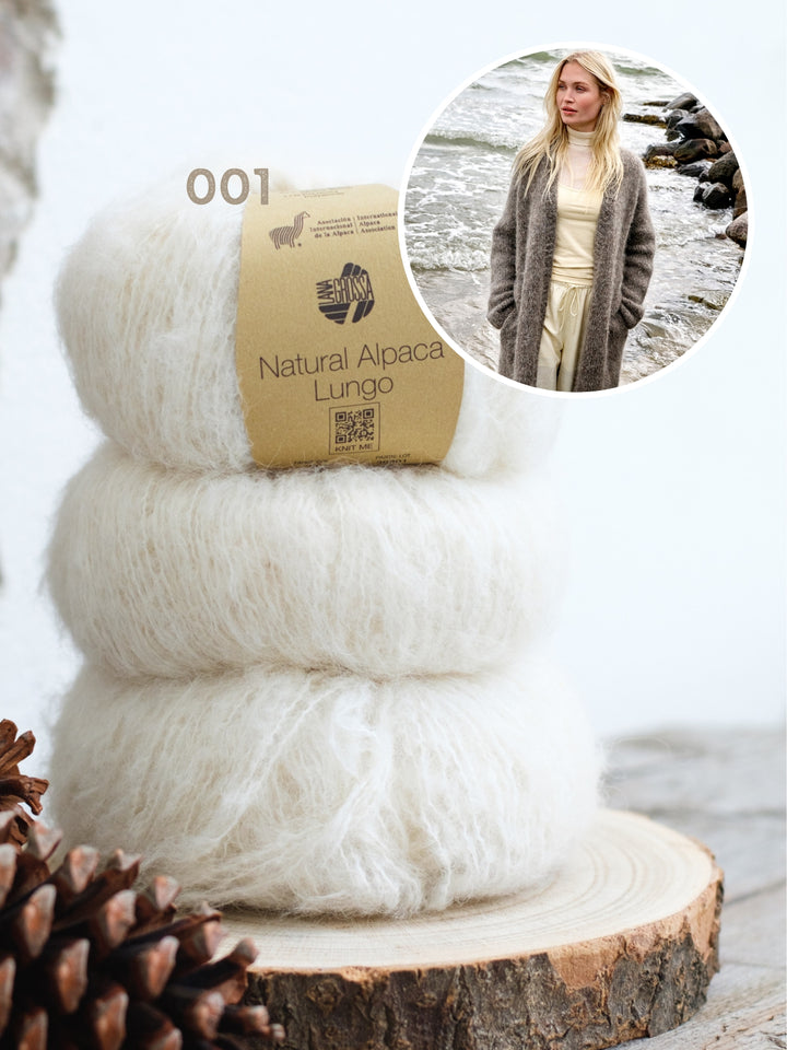 Breipakket Natural Alpaca Lungo lange mantel